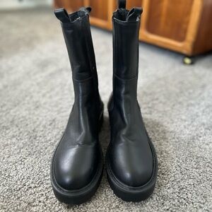 Steve Madden Black Leather Ankle Boots